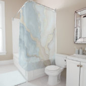 Hellblaues Grau Beige Creme Abstrakt Duschvorhang (Beispiel)