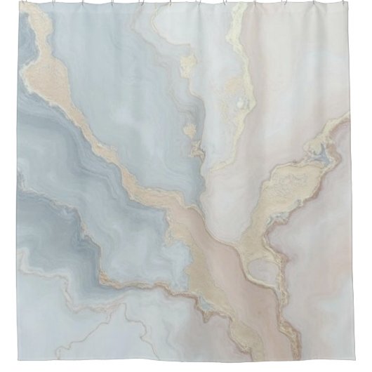 Hellblaues Grau Beige Creme Abstrakt Duschvorhang (Vorderseite)