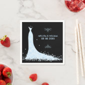 Hellblaues Hochzeitskleid und schwarzer Hintergrun Serviette (Beispiel)