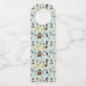 hellblaues Hundemuster. Flaschenanhänger (Vorderseite)