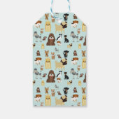 hellblaues Hundemuster. Geschenkanhänger (Rückseite)