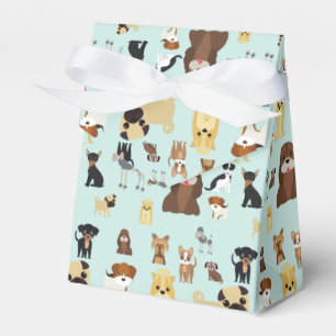 hellblaues Hundemuster. Geschenkschachtel