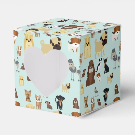 hellblaues Hundemuster. Geschenkschachtel (Vorderseite)