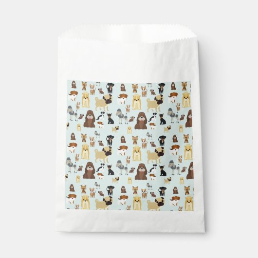 hellblaues Hundemuster. Geschenktütchen (Vorderseite)