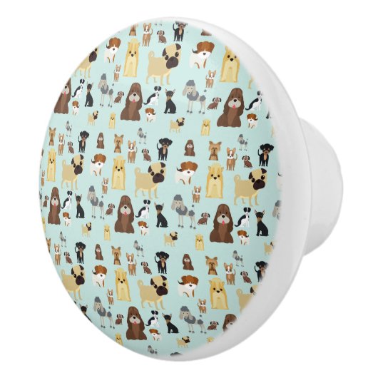 hellblaues Hundemuster. Keramikknauf (Rechts)