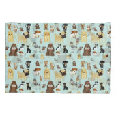 hellblaues Hundemuster. Kissenbezug (Rückseite)