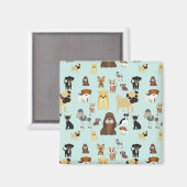 hellblaues Hundemuster. Magnet (Vorderseite/Rückseite)