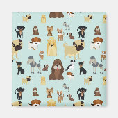 hellblaues Hundemuster. Magnet (Vorne)