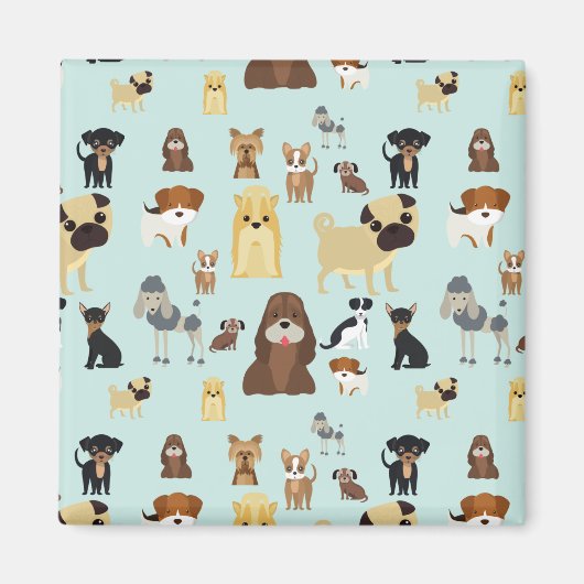 hellblaues Hundemuster. Magnet (Vorne)