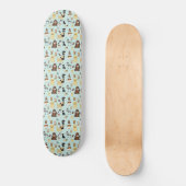 hellblaues Hundemuster. Skateboard (Vorderseite)