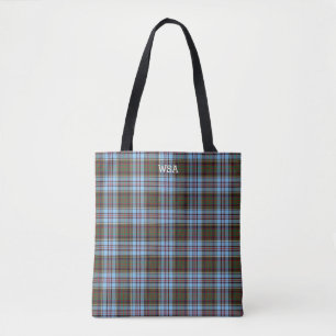 Hellblaues kariertes Andersontartan-Monogramm Tasche