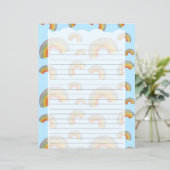 Hellblaues Kawaii-Regenbogen-Schreibpapier (Stehend Vorderseite)