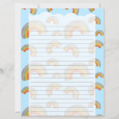 Hellblaues Kawaii-Regenbogen-Schreibpapier (Vorderseite)