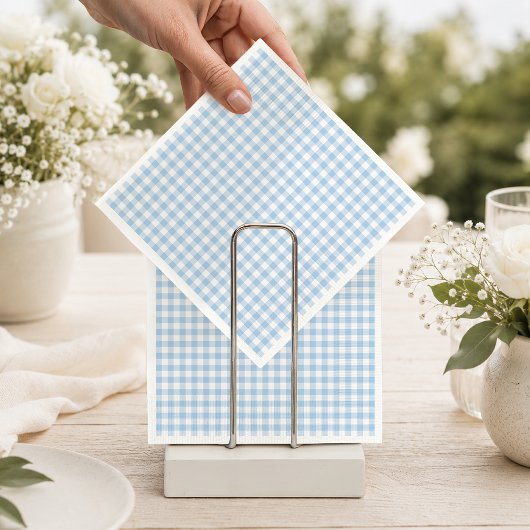 Hellblaues klassisches Gingham-Baby-Shower Serviette