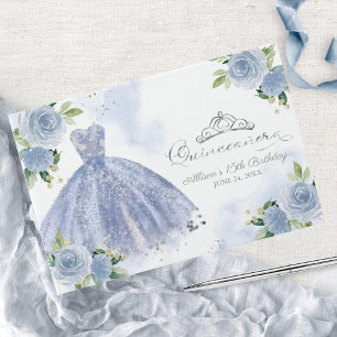 Hellblaues Kleid Florale Quinceanera Gästebuch