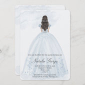 Hellblaues Kleid quinceañera einladen Einladung (Vorne/Hinten)