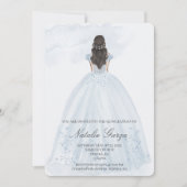 Hellblaues Kleid quinceañera einladen Einladung (Vorderseite)