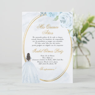 Hellblaues Kleid Quinceanera Silhouette Einladung