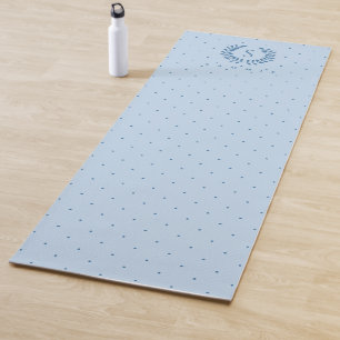 Hellblaues Lorbeer-Monogramm-Punkte-Muster Yogamatte