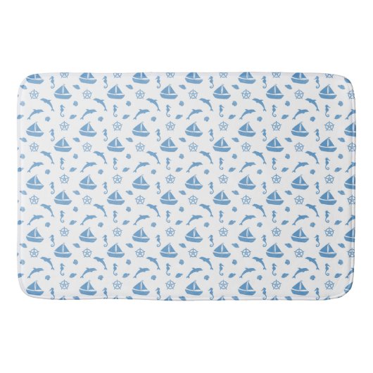 Hellblaues maritimes Badezimmer-Badmatte Design Badematte (Vorderseite)