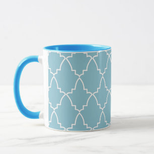 Hellblaues marokkanisches Gittermuster Tasse