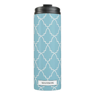 Hellblaues marokkanisches Gittermuster Thermosbecher