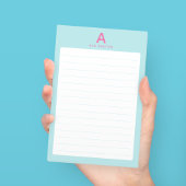 Hellblaues Monogramm liniiert Post-it Klebezettel