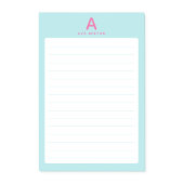 Hellblaues Monogramm liniiert Post-it Klebezettel