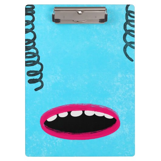hellblaues Monster Clipboard Klemmbrett (Vorderseite)