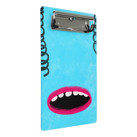 hellblaues Monster Clipboard Mini Klemmbrett (Schrägansicht)