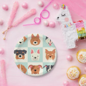 Hellblaues Muster der niedlichen Hundezucht Pappteller (Party)