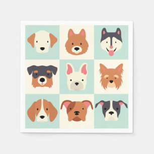 Hellblaues Muster der niedlichen Hundezucht Serviette