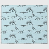 Hellblaues Muster des Dinosauriers Geschenkpapier (Flach)