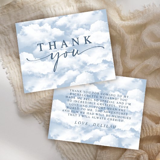 Hellblaues "On Cloud Nine" Junggesellinnenabschied Dankeskarte