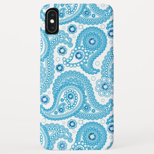 Hellblaues Paisley-Muster mit Diamanten Case-Mate iPhone Hülle (Rückseite)