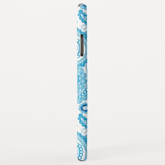 Hellblaues Paisley-Muster mit Diamanten Case-Mate iPhone Hülle (Hinten/Rechts)