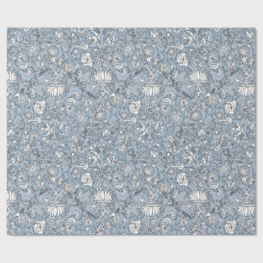 hellblaues persisches Muster Geschenkpapier (Flach)