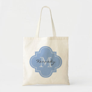 Hellblaues personalisiertes Monogramm Tragetasche