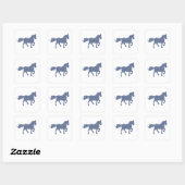 Hellblaues Pferdesilhouette-Sticker Quadratischer Aufkleber (Blatt)