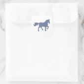 Hellblaues Pferdesilhouette-Sticker Quadratischer Aufkleber (Tasche)