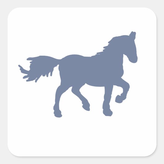 Hellblaues Pferdesilhouette-Sticker Quadratischer Aufkleber (Vorderseite)