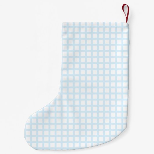 Hellblaues Quadrat-Muster Kleiner Weihnachtsstrumpf (Rückseite)