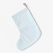 Hellblaues Quadrat-Muster Kleiner Weihnachtsstrumpf (Rückseite (Hängend))