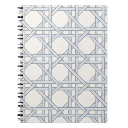 Hellblaues Rattan-Geflecht, Creme Notizblock (Vorderseite)