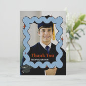 Hellblaues Retrogequiggle wavy Foto vielen Dank Dankeskarte (Stehend Vorderseite)