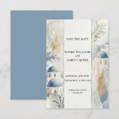 Hellblaues Santorin Save-the-Date-Karte Save The Date (Vorne/Hinten)