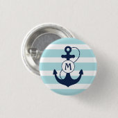 Hellblaues Seeanker-Monogramm Button (Vorne & Hinten)