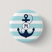 Hellblaues Seeanker-Monogramm Button (Vorderseite)