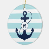 Hellblaues Seeanker-Monogramm Keramikornament (Links)