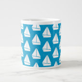 Hellblaues Segelboot-Muster Jumbo-Tasse (Vorderseite)